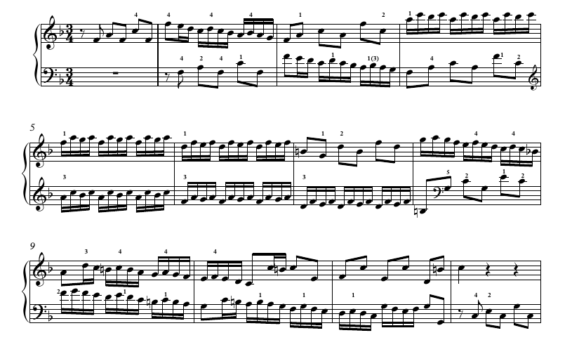 Bach Inventio 8 Takt 1-12
