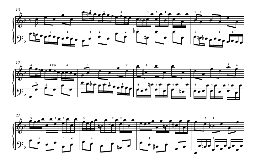 Bach Inventio 8 Takt 13-24