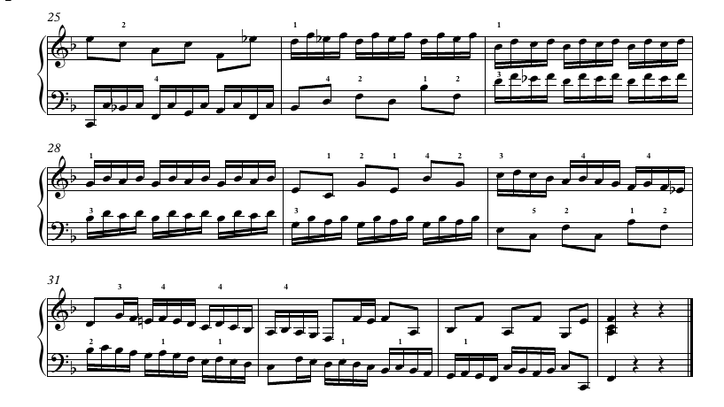 Bach Inventio 8 Takt 25-34